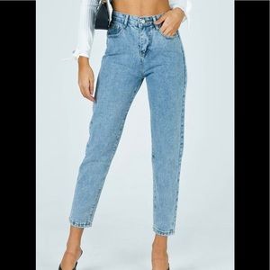 Princess Polly The Wynn Jeans 100% Cotton Denim High Waist - Blue US Size 2 NWT